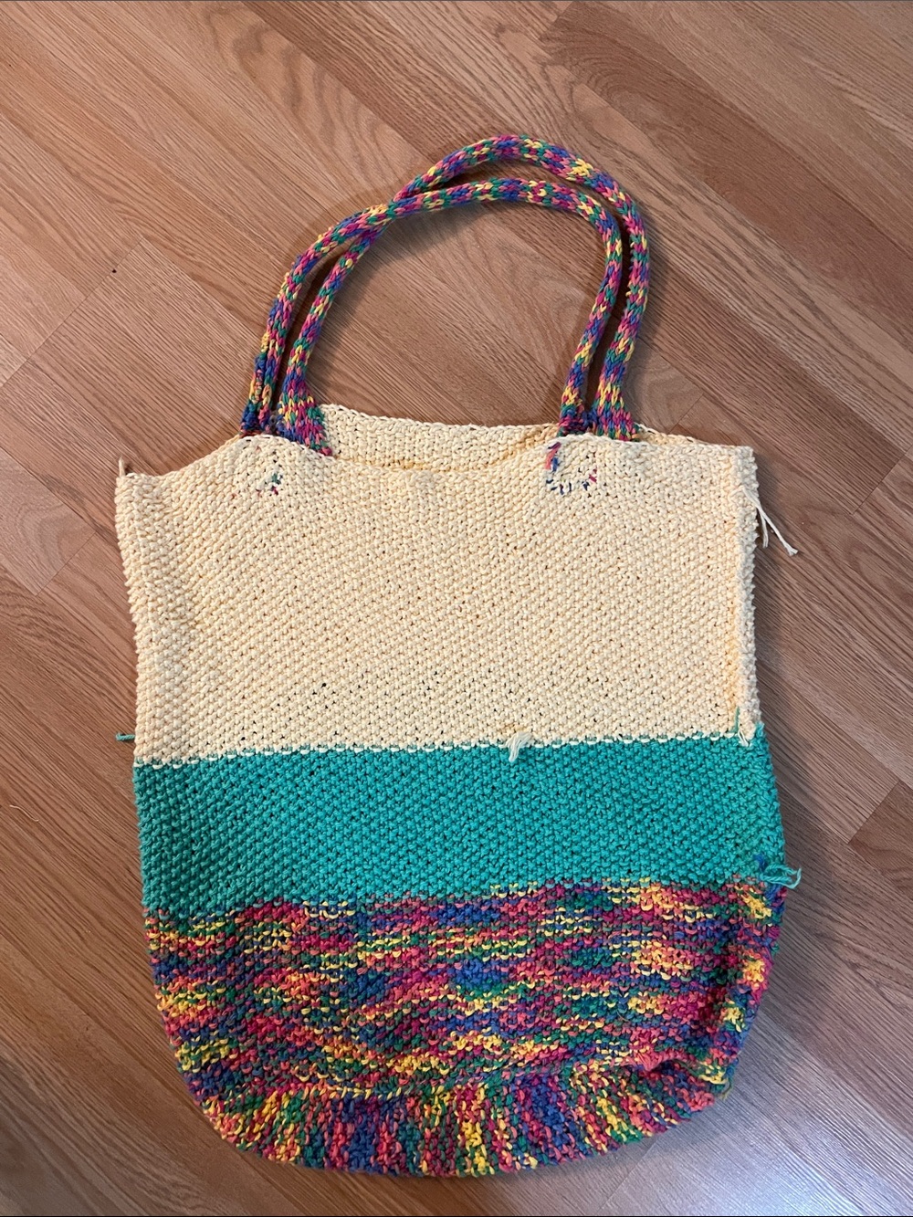 Handwoven Multicolor & Cream Tote boho style Bag - Picture 5 of 8